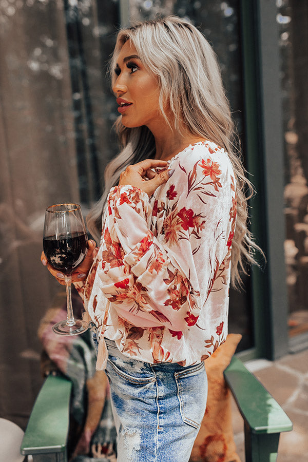 Premium Velvet Burnout Floral Bodysuit - Pink