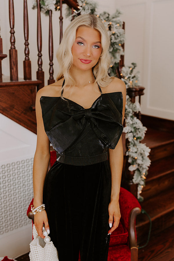 Ultimate Glamour: Black Velvet Holiday Jumpsuit