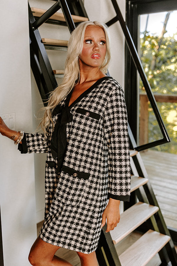 Premium Black Houndstooth Mini Dress - Ultimate Chic Style