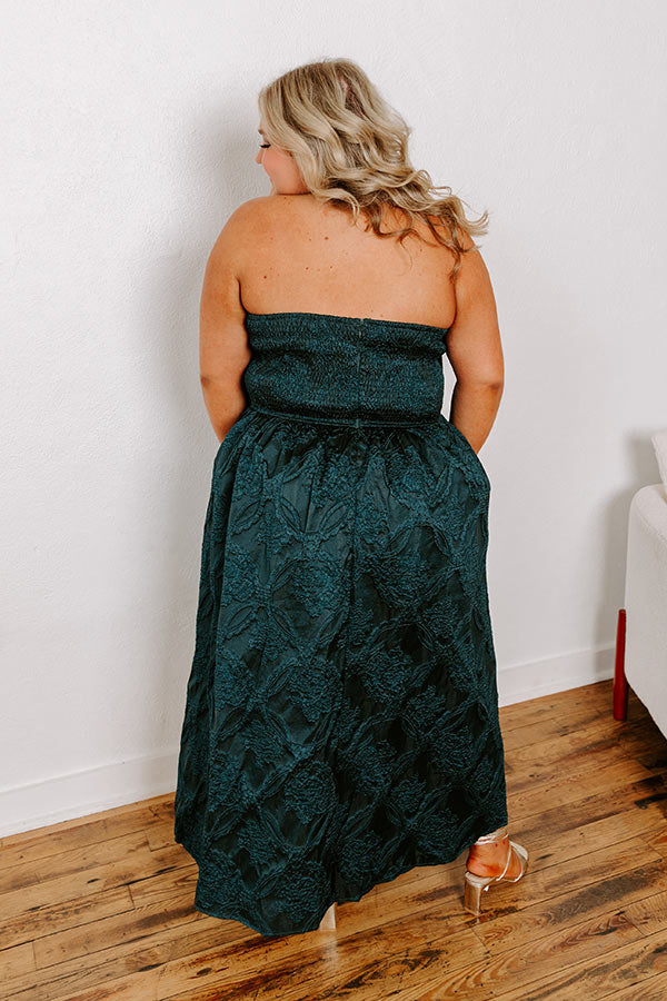 Premium Jacquard Midi Dress - Dark Hunter Green | Ultimate Gala Night Outfit