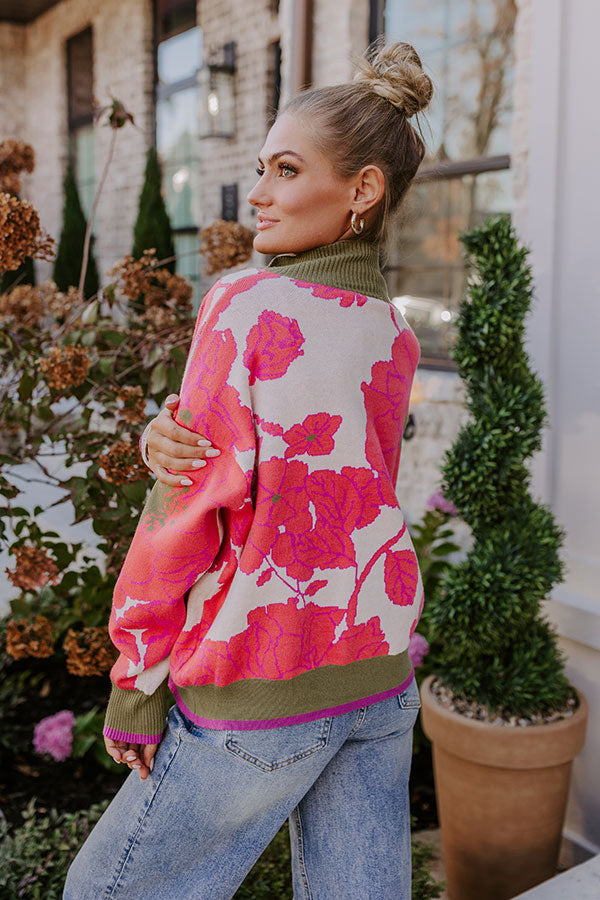 Premium Floral Knit Sweater - Cider & Sunsets Edition in Pink