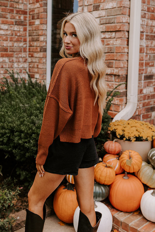 Premium Harvest Wishes Ribbed Sweater in Cinnamon - Ultimate Cozy Chic