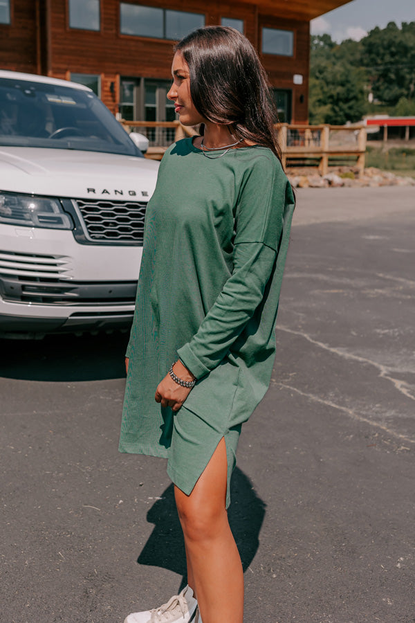 Premium Light Hunter Green T-Shirt Dress - Ultimate Everyday Comfort