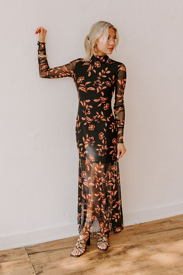 Ultimate City Nights Floral Mesh Maxi Dress