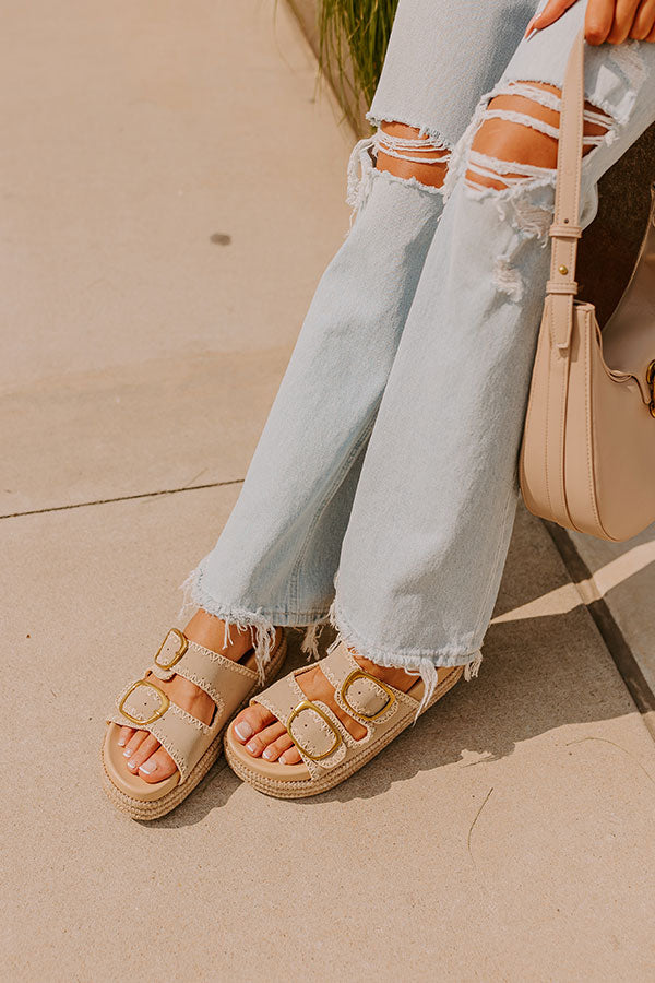 Ultimate Comfort: Livy Faux Nubuck Platform Sandal in Taupe