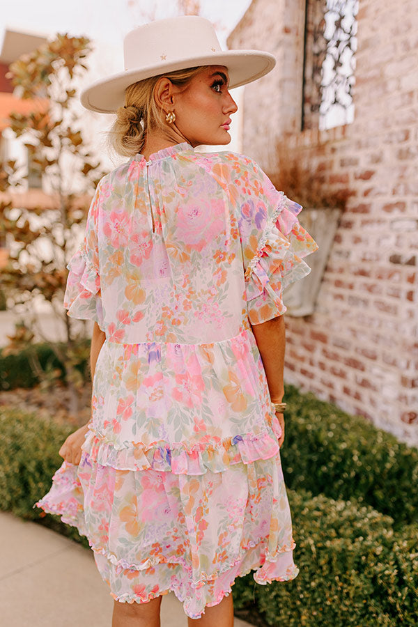 Ultimate Sweet Blossom Ruffle Mini Dress - Feminine & Floral