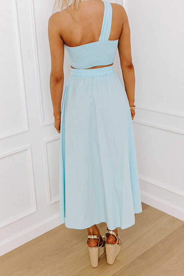 Premium Sky Blue High Waist Maxi Skirt - Ultimate Chic Style