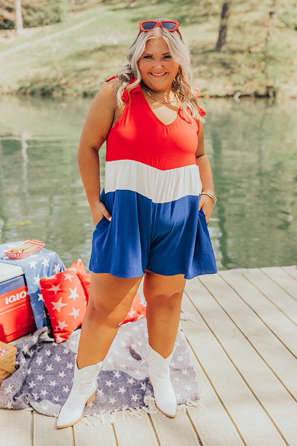 Premium Lakeside Celebration Romper - Red, White & Blue