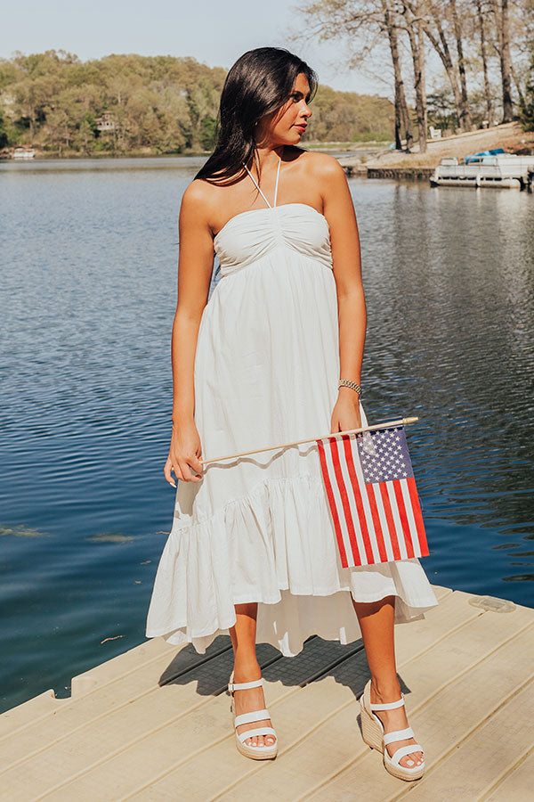 Premium Lakeside Party Halter Midi Dress - Ultimate Summer Elegance