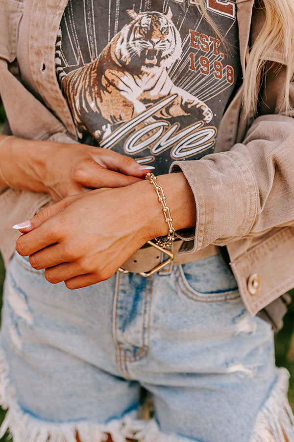Ultimate Glamour Girl Link Bracelet - Premium Gold Accent Jewelry