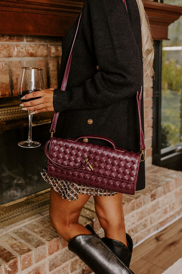 Premium Windsor Wine Faux Leather Woven Purse for VIP Style