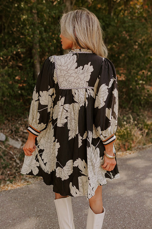 Ultimate Vineyard Stroll Floral Mini Dress - Black Chic Edition