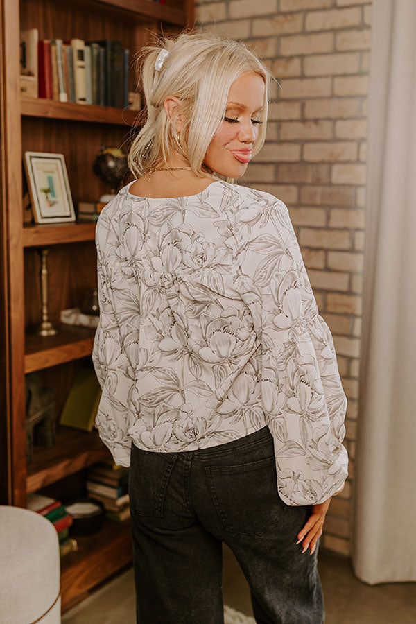 Ultimate Courtyard Dreaming Floral Top - Grey