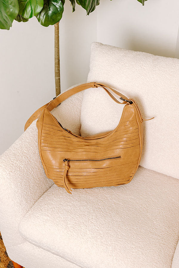 Ultimate Chic Faux Leather Crossbody Bag in Camel