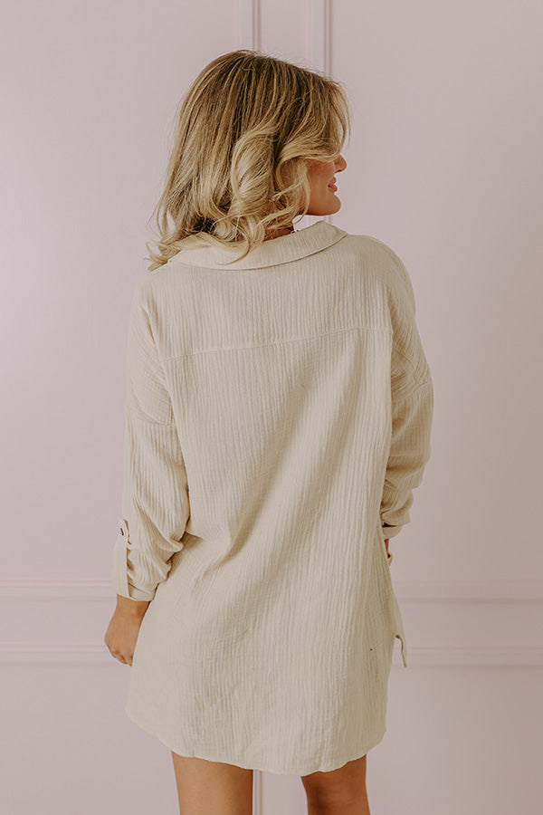 Premium Cozy Reputation Shift Top - Light Beige Elegance