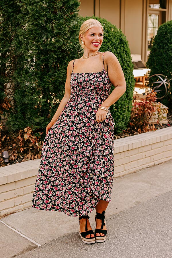 Ultimate Summer Floral Maxi Dress - Black Curves