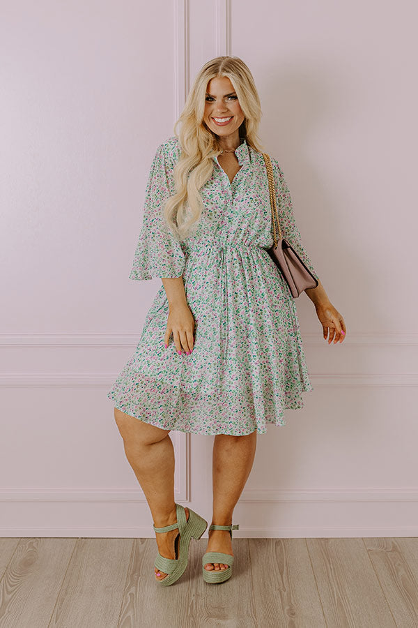 Premium Mint Curves Floral Dress – Ultimate Style & Comfort