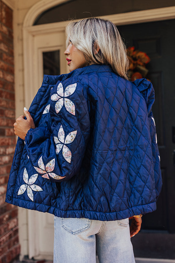 Premium Quilted Floral Jacket in Navy | Ultimate Style Upgrade