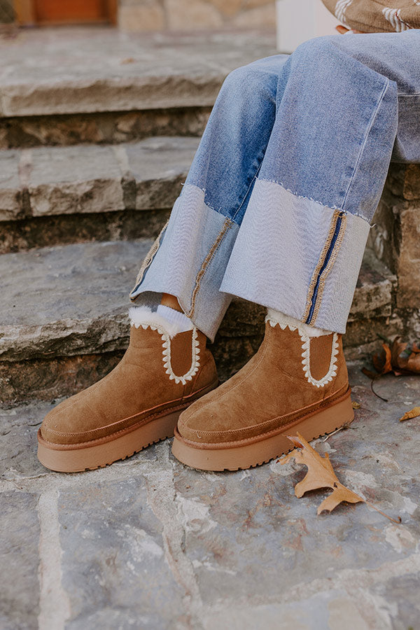 Premium Phoebe Faux Suede Platform Bootie - Ultimate Comfort in Tan