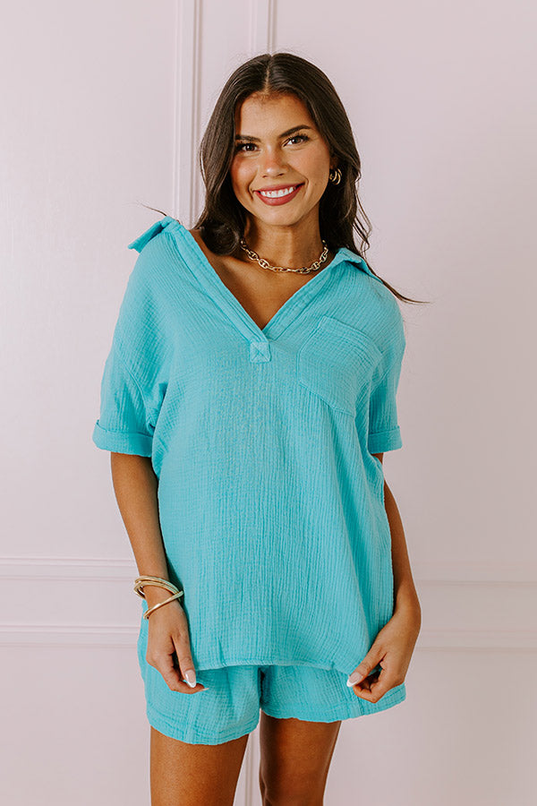 Premium Coastal Bliss Top - Sky Blue