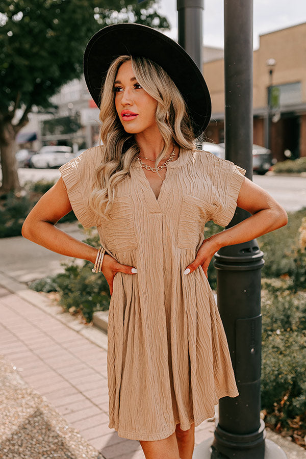 Ultimate Weekend Escape Shift Dress in Warm Taupe