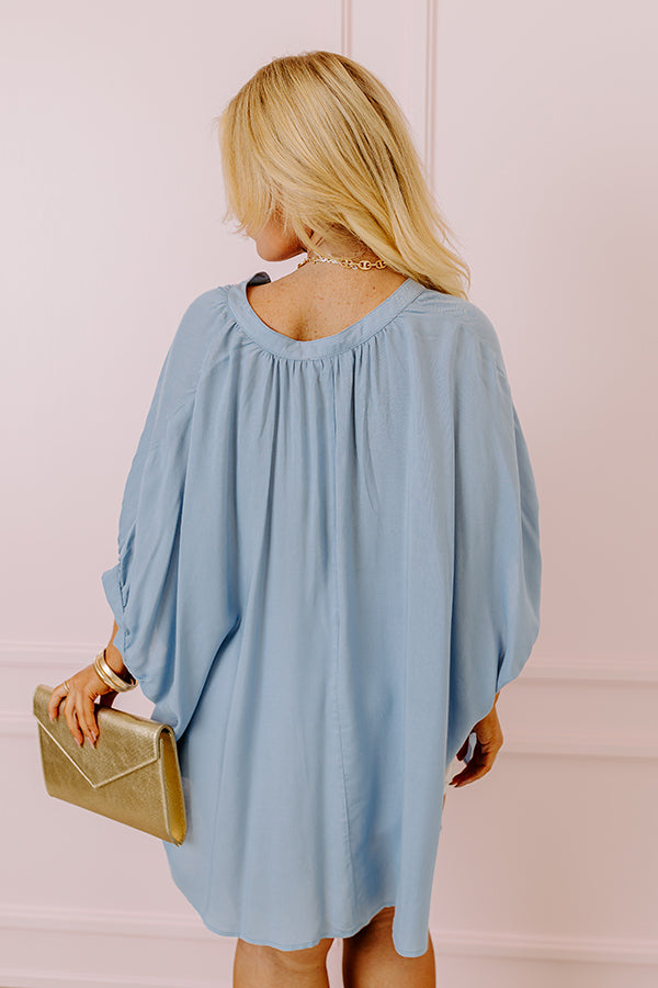 Premium Sky Blue Shift Top with Oversized Silhouette