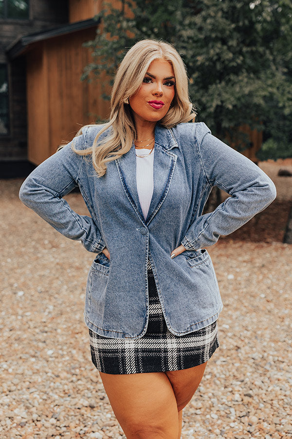 Premium Soho Denim Blazer for Curves - Ultimate Fall Staple