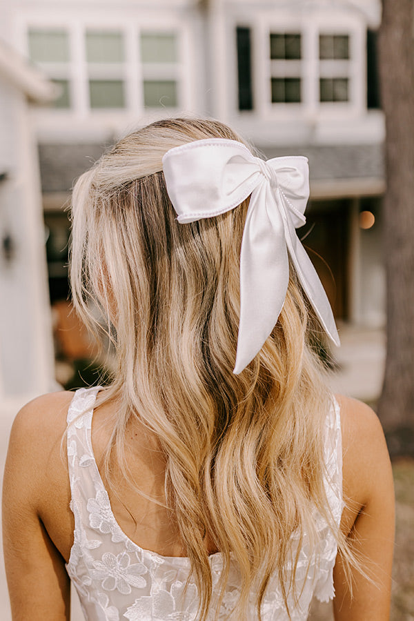 Premium Satin Bow Hair Clip - Elegant Faux Pearl Accent