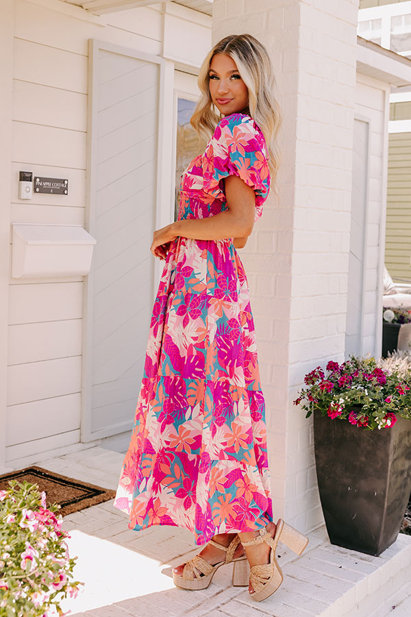 Premium On Tropic Time Maxi Dress - Hot Pink Tropical Escape