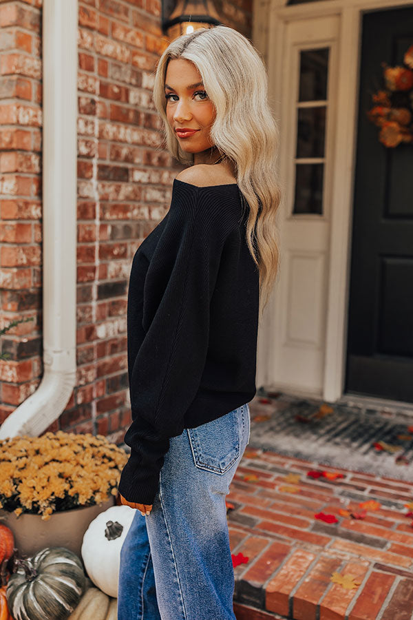 Premium Cinnamon Chai Ribbed Sweater Top - Ultimate Comfort in Black