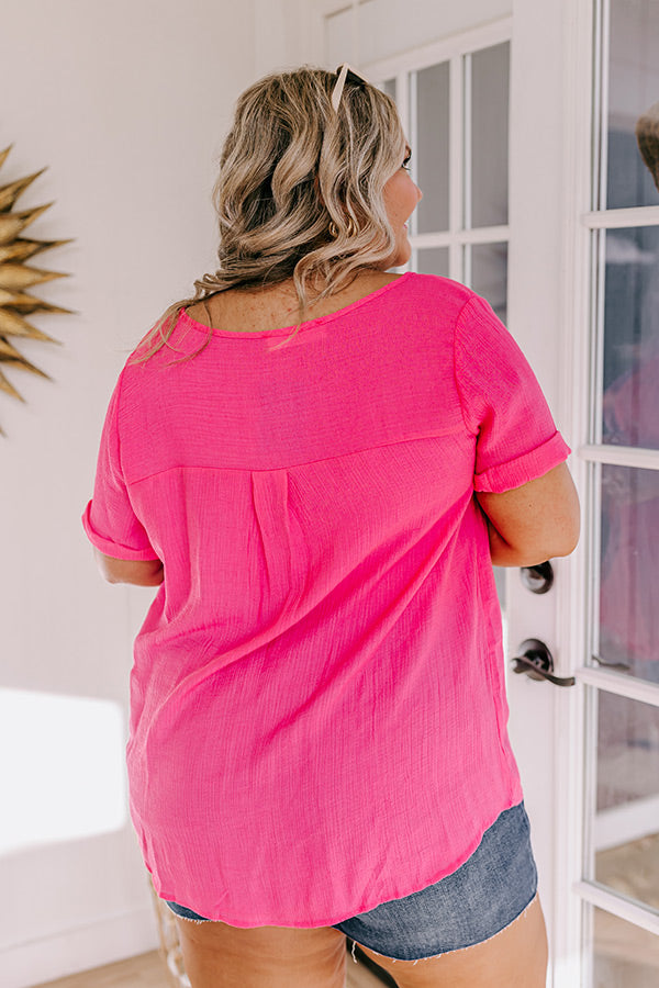 Premium Coastal Breeze Shift Top - Hot Pink Curves | Ultimate Summer Style