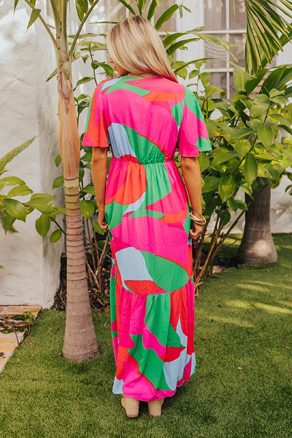 Premium Sailboat Soiree Maxi Dress in Vibrant Hot Pink