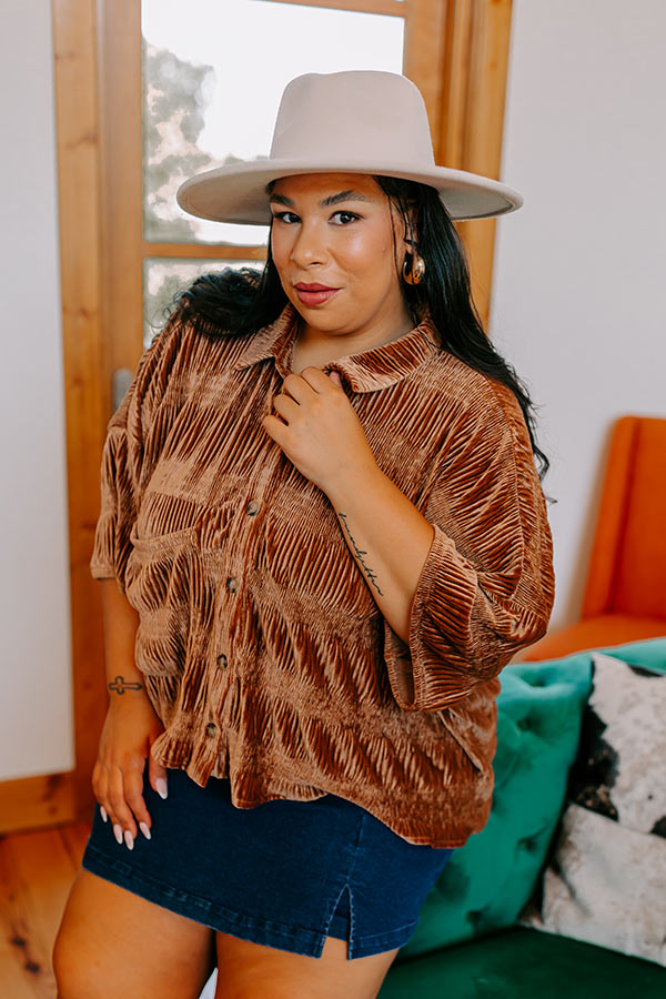 Premium Roman Holiday Velvet Top - Ultimate Brown Curves Edition