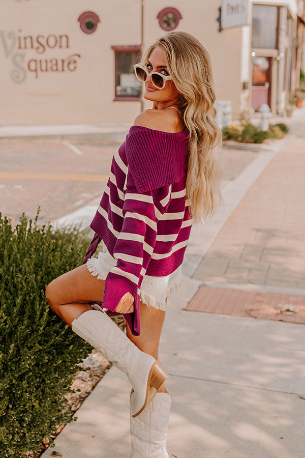 Premium Royal Plum Stripe Sweater - Ultimate Fall Chic