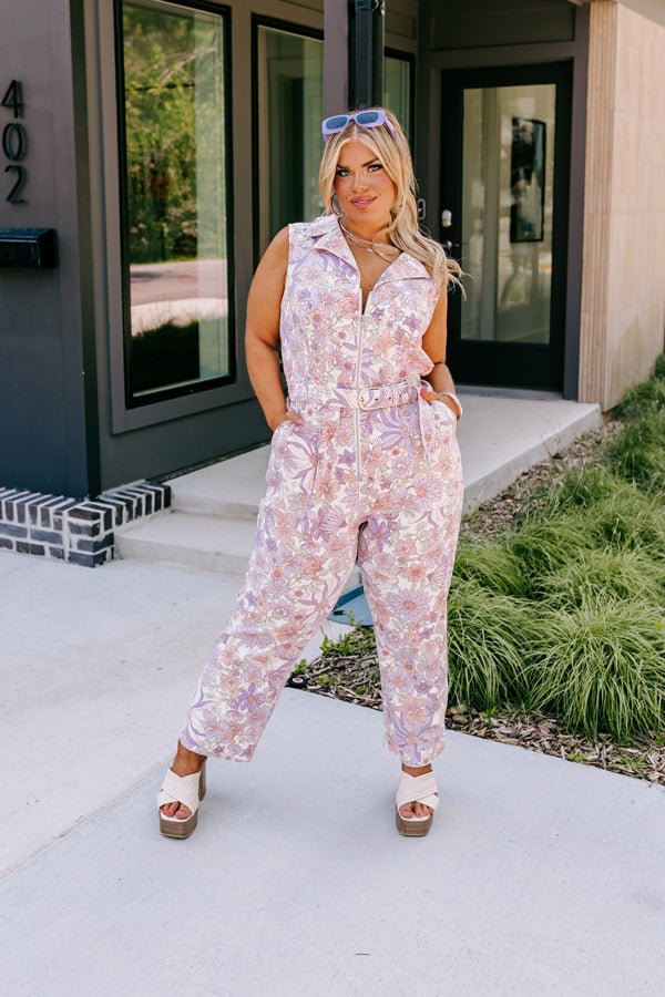 Ultimate Floral Denim Jumpsuit for Curves