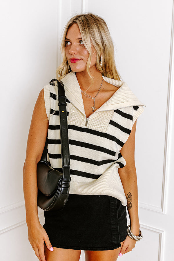 Ultimate Midnight Dreams Striped Sweater Vest - Cream