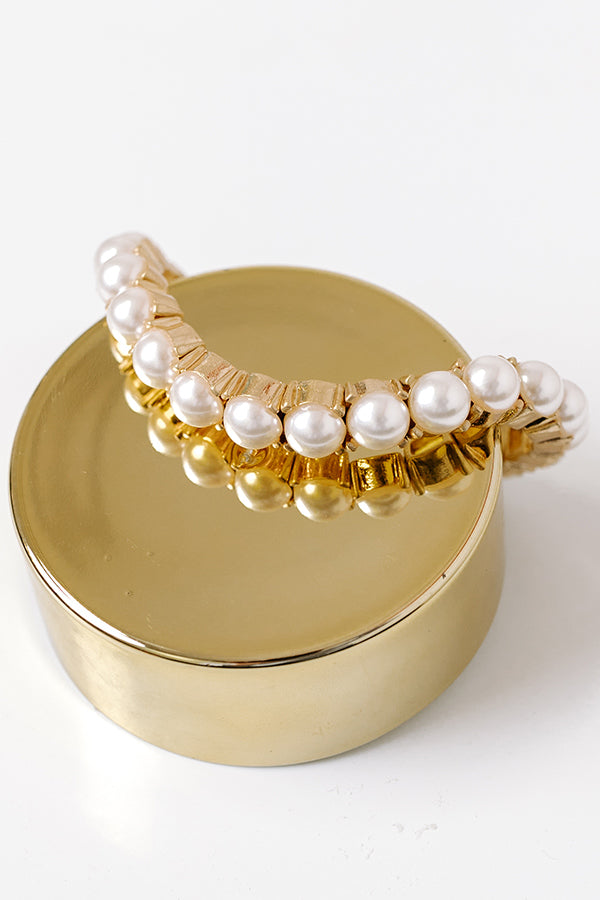Premium Pearl Sparkle Stretch Bracelet - Ultimate Glamour
