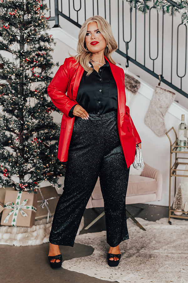 Premium High Waist Glitter Pants - Ultimate Shimmer Edition
