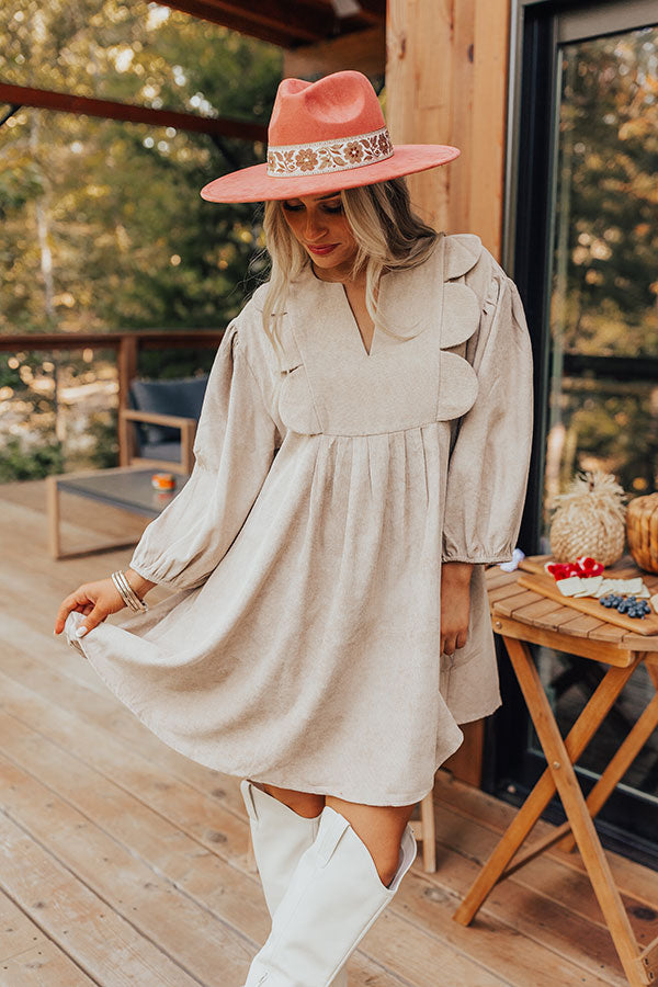 Premium Corduroy Mini Dress - Effortless Elegance in Oatmeal