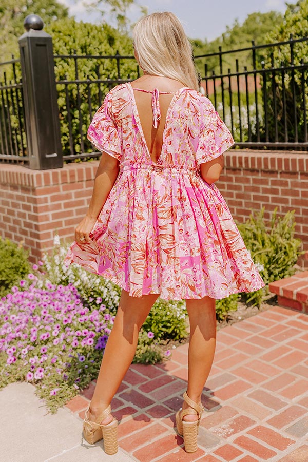 Ultimate Summer Floral Dress - Fuchsia & Gold Elegance