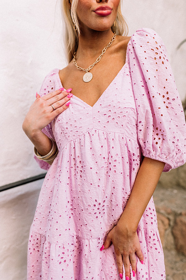 Elegant V-Neck Eyelet Maxi Dress