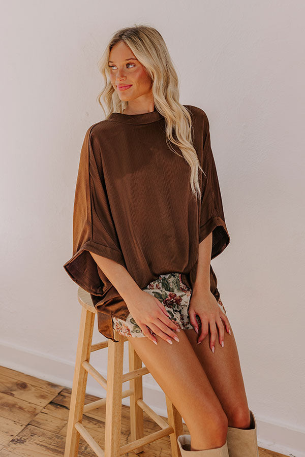 Premium City Lights Satin Top - Ultimate Chestnut Elegance