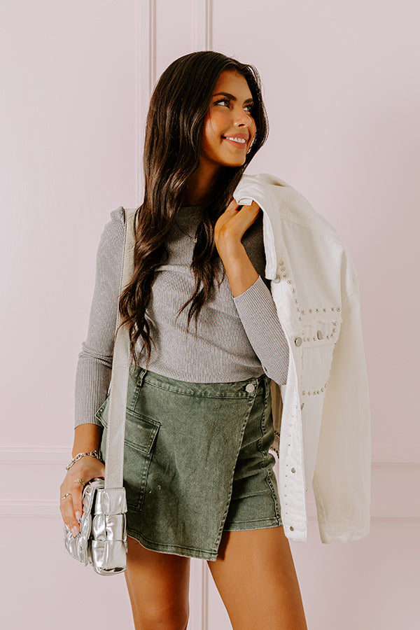 Premium Sage Denim Skort - Ultimate Style & Comfort