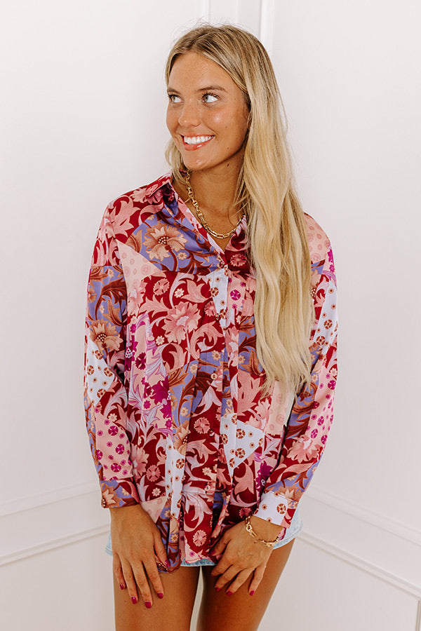 Premium Satin Floral Button-Up Shirt