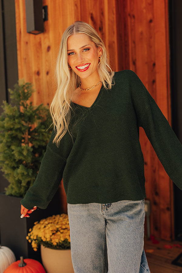 Ultimate Cozy Cappuccino Sweater in Hunter Green