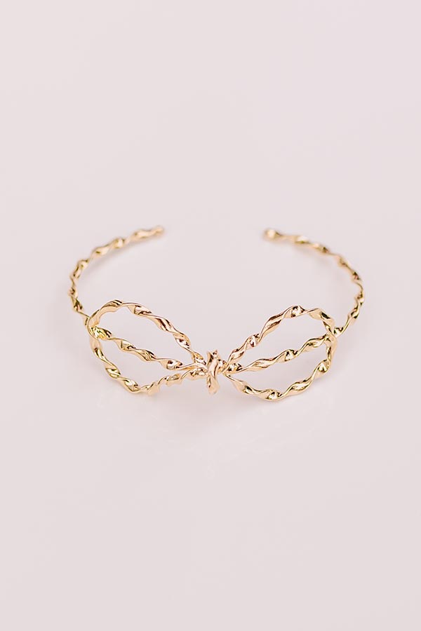 Premium Gold Bow Cuff Bracelet - Stylish & Adjustable