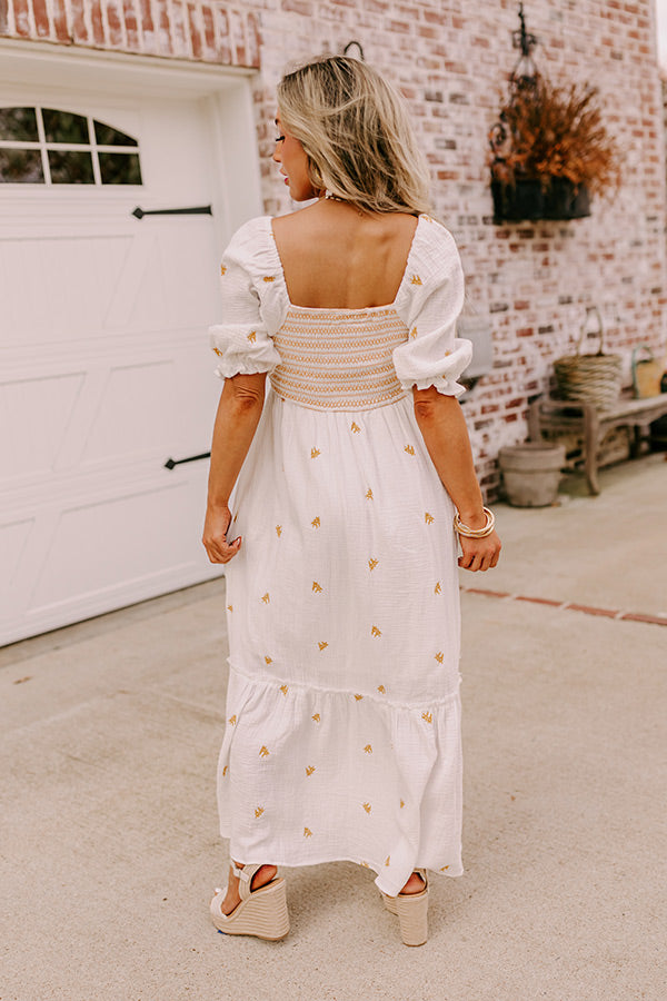 Ultimate Farmers Market Smocked Maxi Dress - White