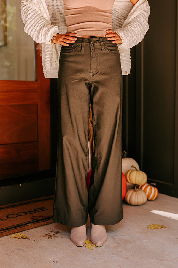 Premium Phoebe High Waist Wide Leg Pants in Deep Forest - Ultimate Comfort & Style