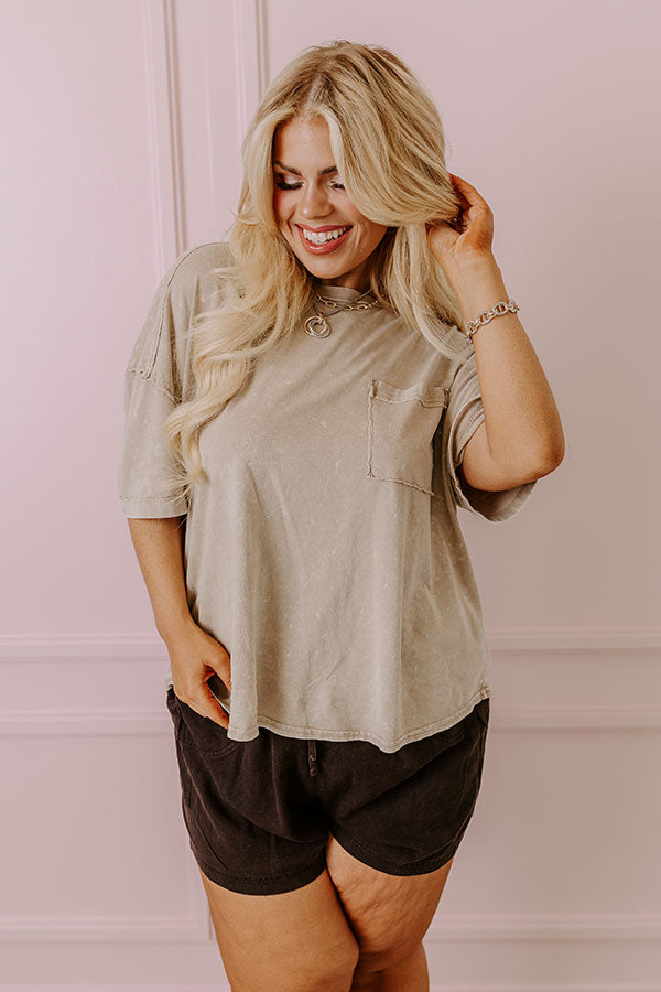 Premium Mineral Wash Tee: Relaxed Fit with Curved Hem