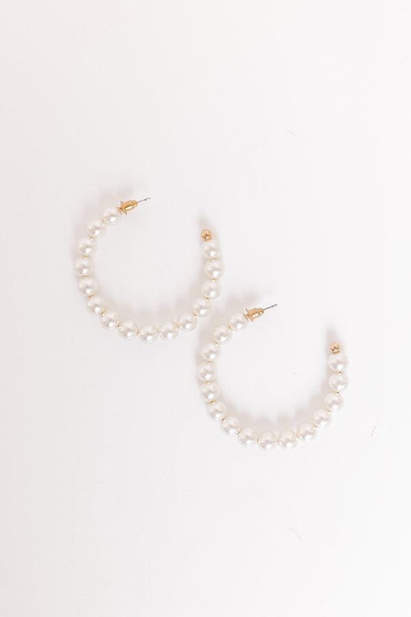 Premium Gold-Tone Pearl Hoop Earrings - Ultimate Elegance